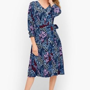 Talbots Midi Shirtdress Floral Tie Waist Pockets Fit Flare NWT 16PW